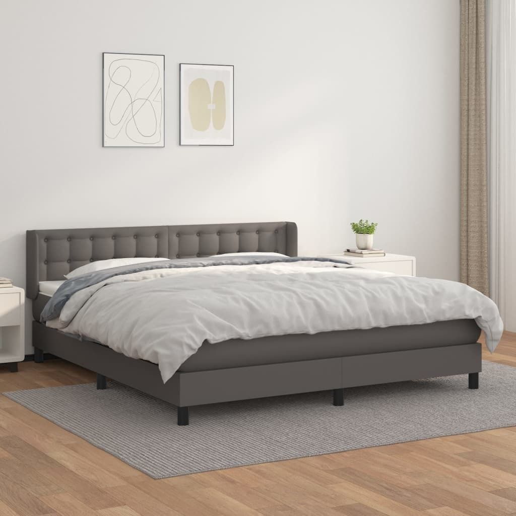 "2026 Promotion" Boxspringbett mit Matratze - Grau 180x200 cm - Kunstleder - Polsterbett CC6947