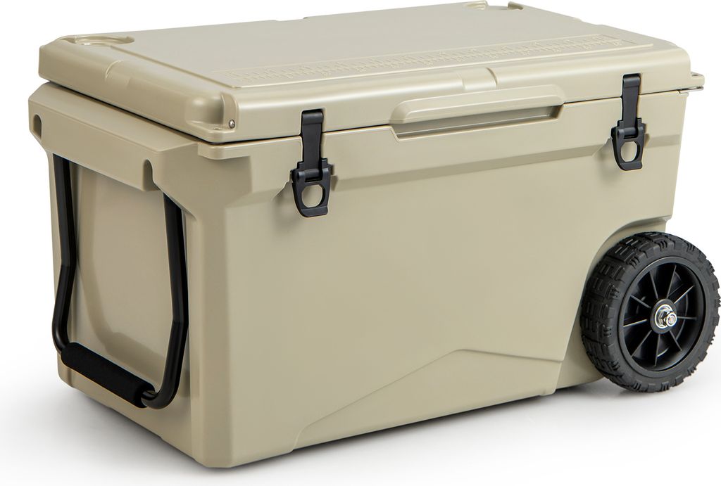 GOPLUS 71L Kühlbox, Isolierbox tragbar mit Griff, Rollen & Flaschenöffner, große Thermobox Coolbox ohne Strom für Essen und Getränke, Outdoor ...