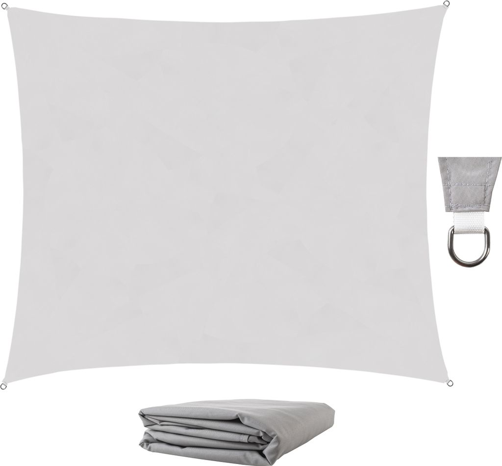Rechteckiges Sonnensegel Grau 3 x 2 m - Wetterfest, Produktbild 