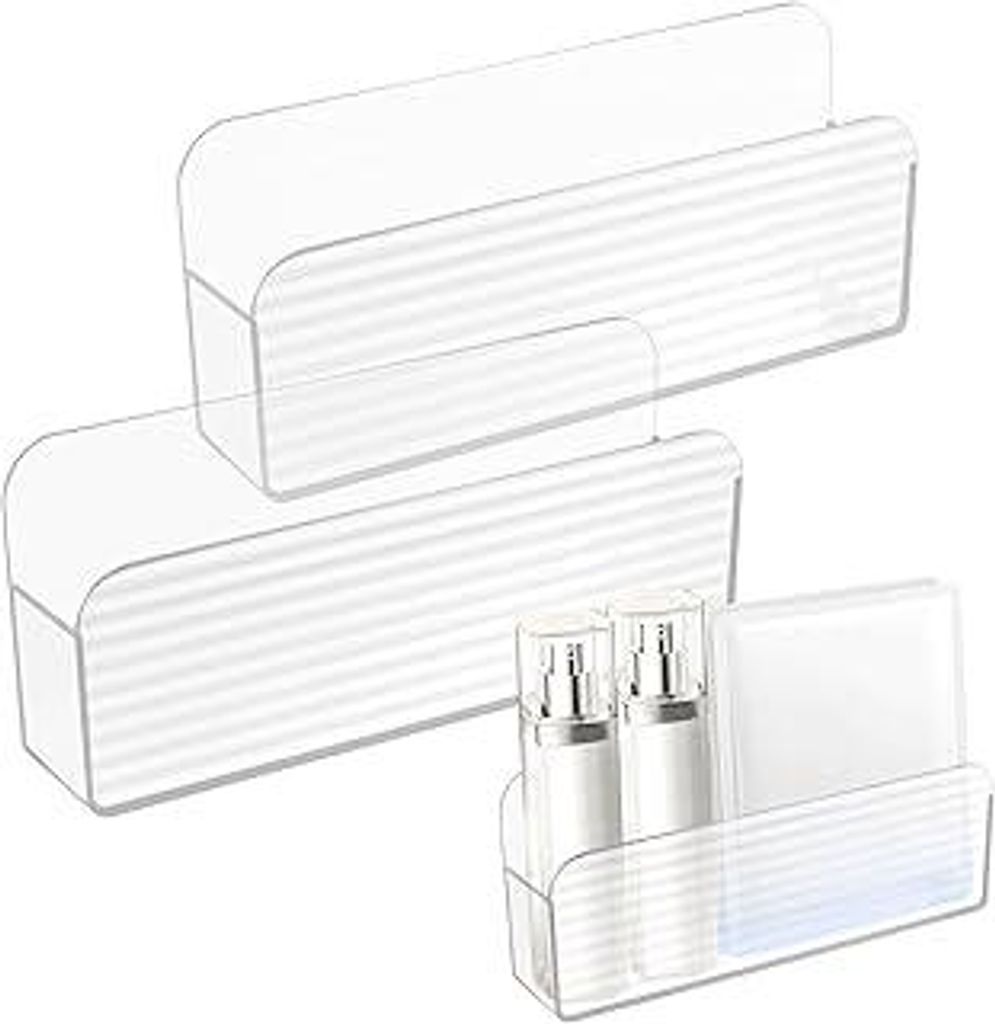 Duschablage Weiß, Regal Bad Ohne Bohren, Schwebendes Wandregal Schmal, Schrank Organizer Bad, Acryl Wandregal Zum Kleben, Make-Up Organizer, Schmi...