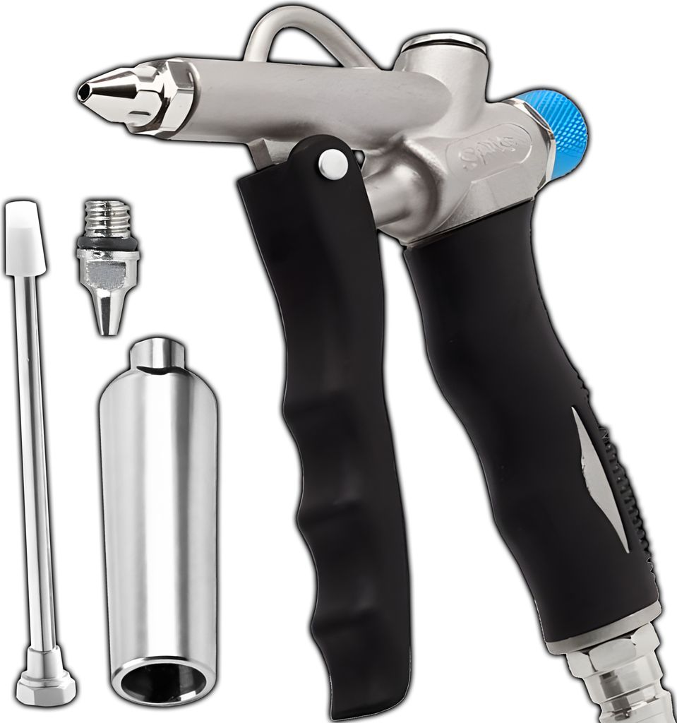 Druckluft Ausblaspistole Druckluftpistole Blaspistole Druckluftgeräte Set 4-tlg 1/4 Zoll mit mit 3 Düsen incl Verlängerung 110 mm Retoo
