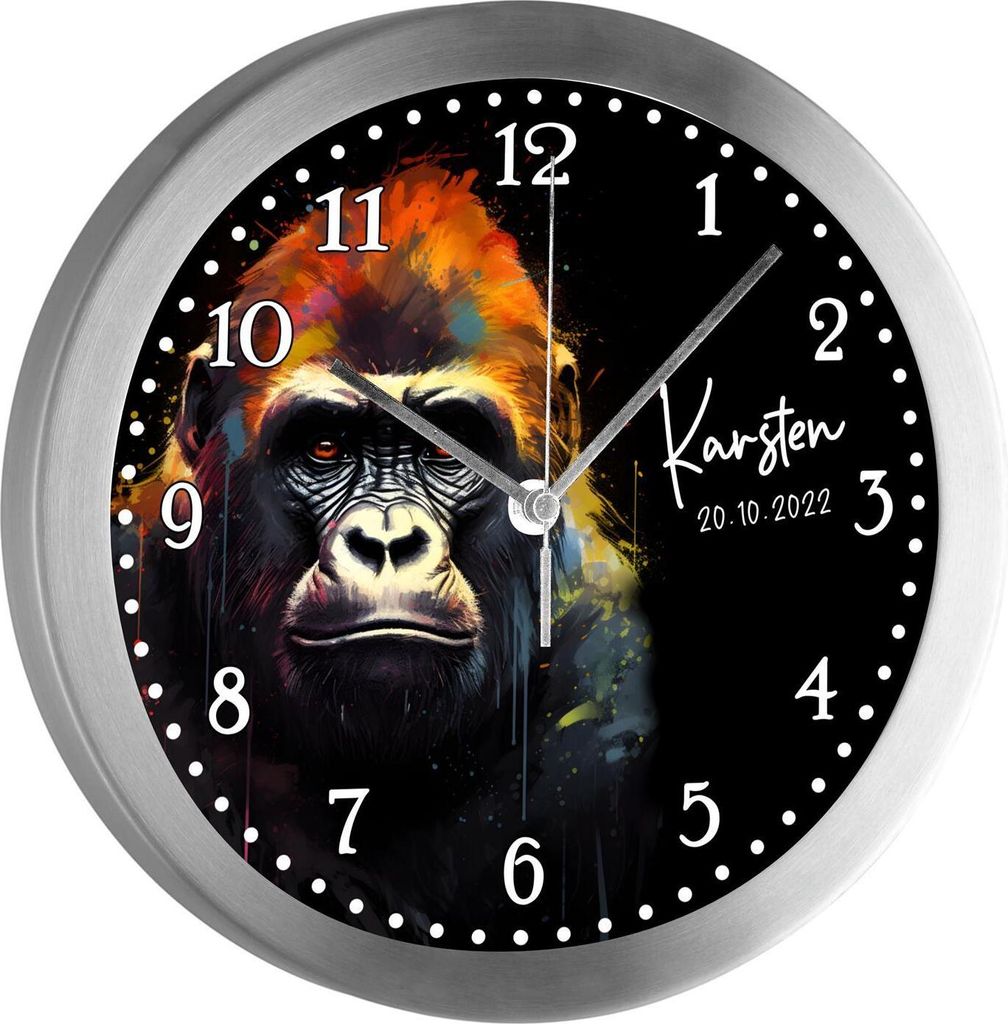 Kinderzimmer Funkwanduhr, Funkuhr Wanduhr Kinder, Gorilla 25 cm