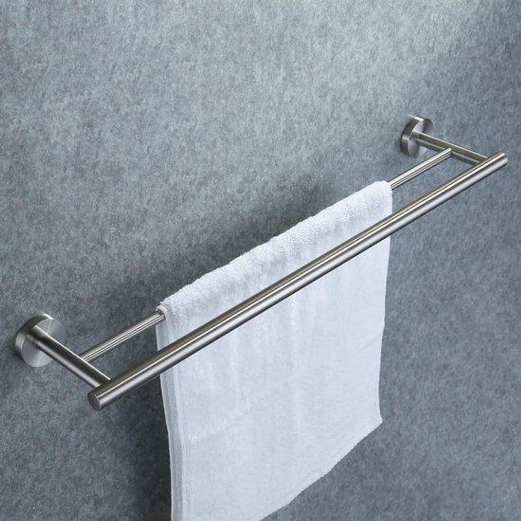 Edelstahl-Doppelhandtuchhalter füredein Doppelzimmer mit Dusche und Badhandtuchhalter für optimale Organisation.