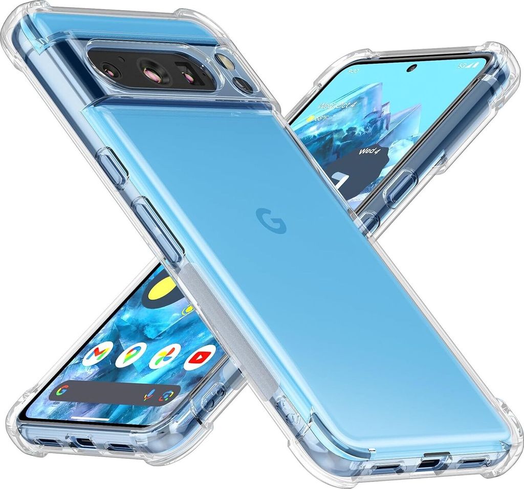 Hülle für Google Pixel 8 Pro Weich Transparent Handyhülle mit Verstärkte Ecken Bumper Schutzhülle