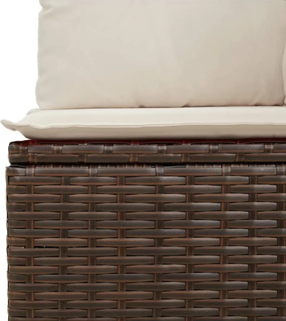 vidaXL Divano da Esterno 3 Posti Polirattan Marrone con Cuscini - 9