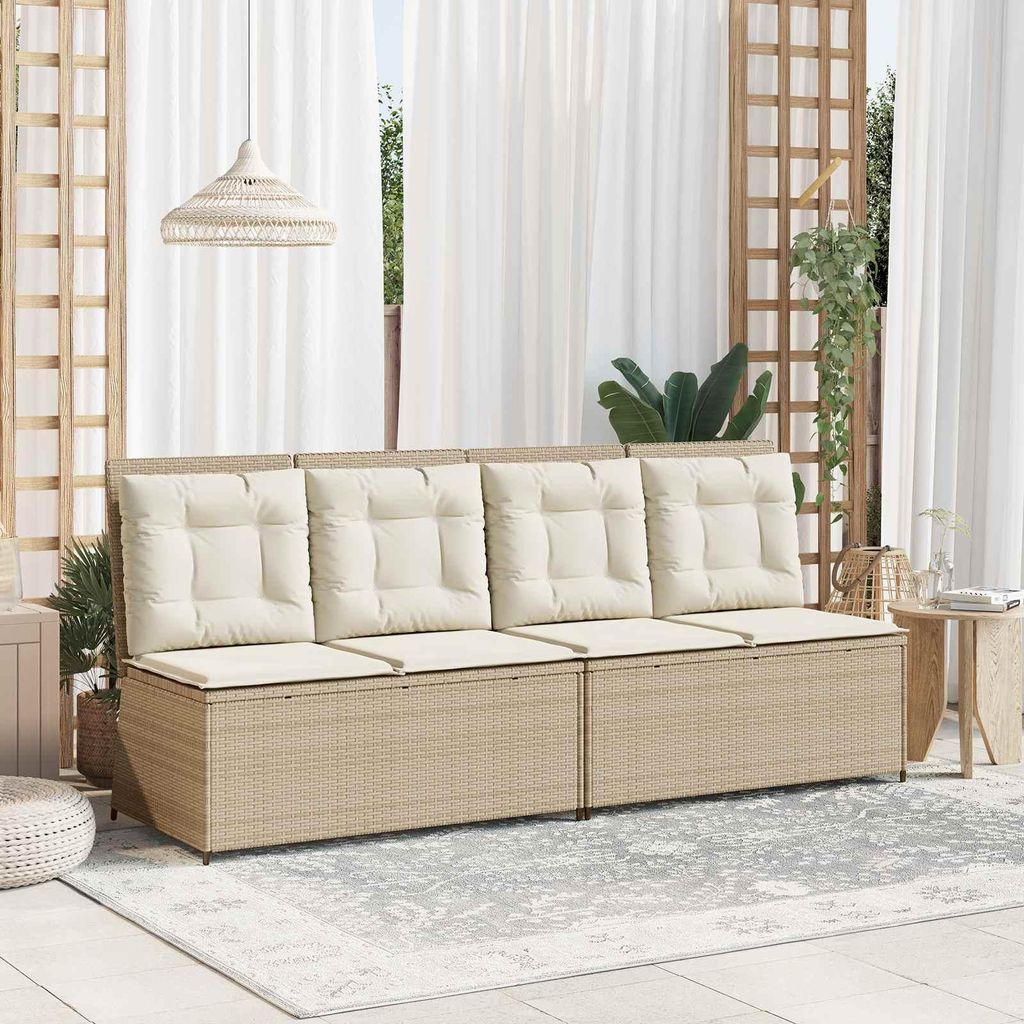 "Schlussverkauf" Gartenbank moderne - Parkbank/Sitzbank - Beige Poly-Rattan C12126