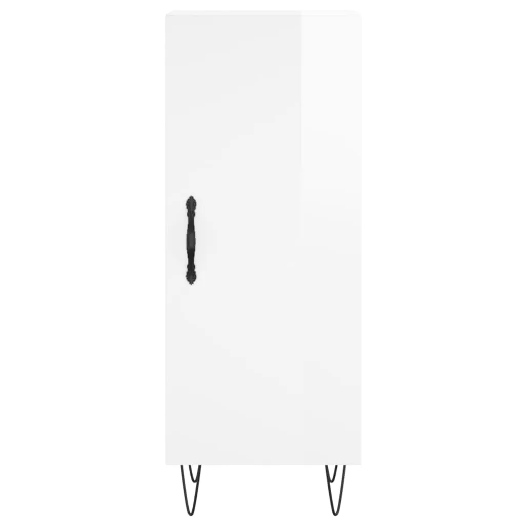 Meuble de Rangement Blanc Brillant en Bois Composite Robuste 90 cm