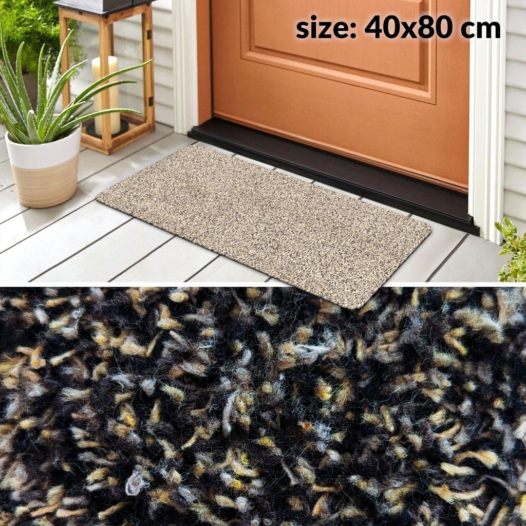 Fußmatte Türvorleger Bodenmatte Textil DOVER Tropfen Beige Robust Wasserabweisend Breite 40 cm Länge 80 cm