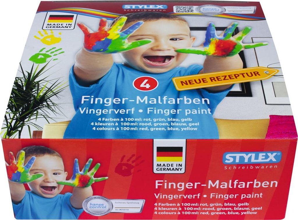 4 Fingermalfarben / Fingerfarben Set / 4x 100ml rot, blau, Produktbild 