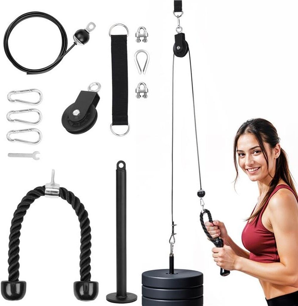 Belle Vous Seilzug Fitnessgerät für Zuhause – Kabelzug mit Latzug Griff & Belastungsstift, DIY Kabelmaschine für LAT Pull Down, Trizeps, Bizep...