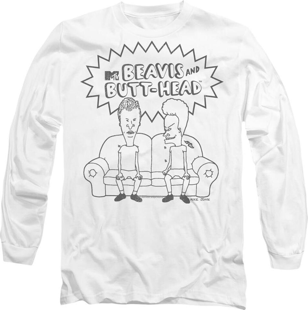 Beavis & Butthead - "Couch" T-Shirt für Herren/Damen Uni TV10523 (XXL) (Weiß)