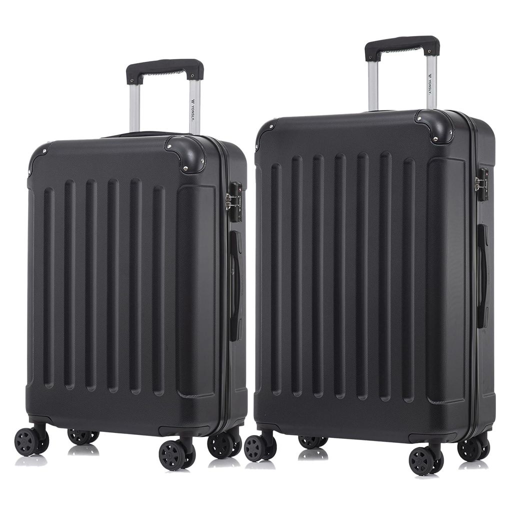 yonsly Premium Reisekoffer TSA-Schloss,YKK-Reißverschluss Hartschalen-Koffer Kabinenkoffer Rollkoffer Suitcase Handgepäck (Schwarz, L-XL-Set)