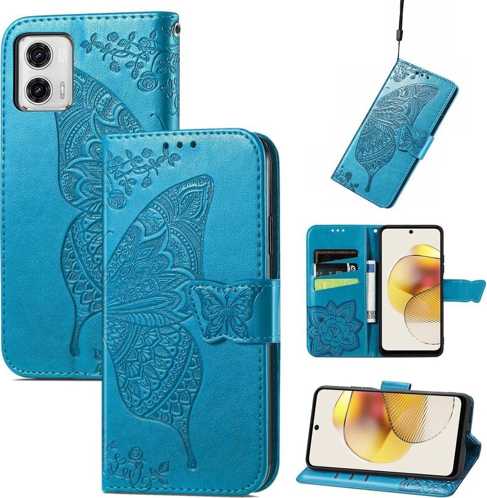 König Design Hülle kompatibel mit Kunstleder Handyhülle - Handy Case Blau