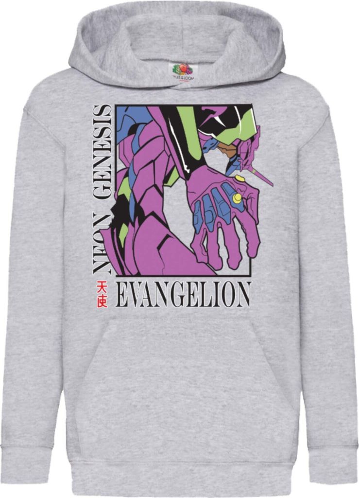Kinder Kapuzenpullover Neon Anime Genesis Manga Evangelion Gendo Ikari, 12-13 Jahr - 152 / Grau