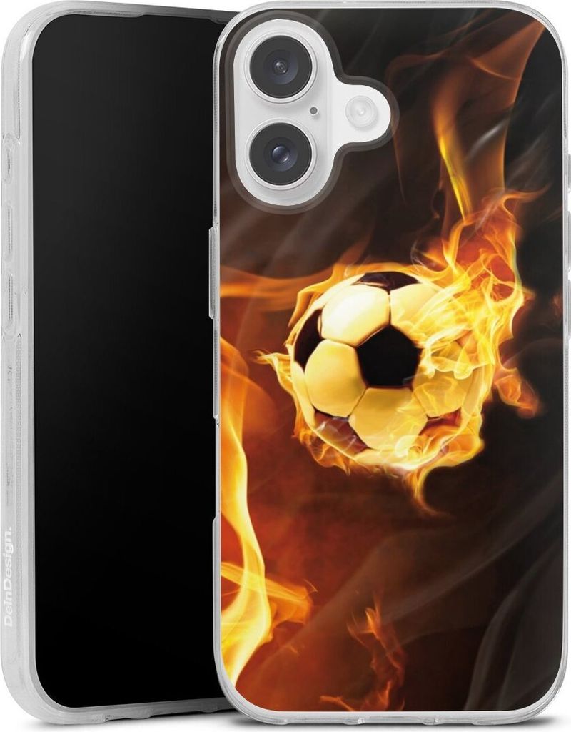 DeinDesign Handyhülle für Apple iPhone 16 Silikon Hülle Case Smartphone Schutzhülle Ball Feuer Fußball