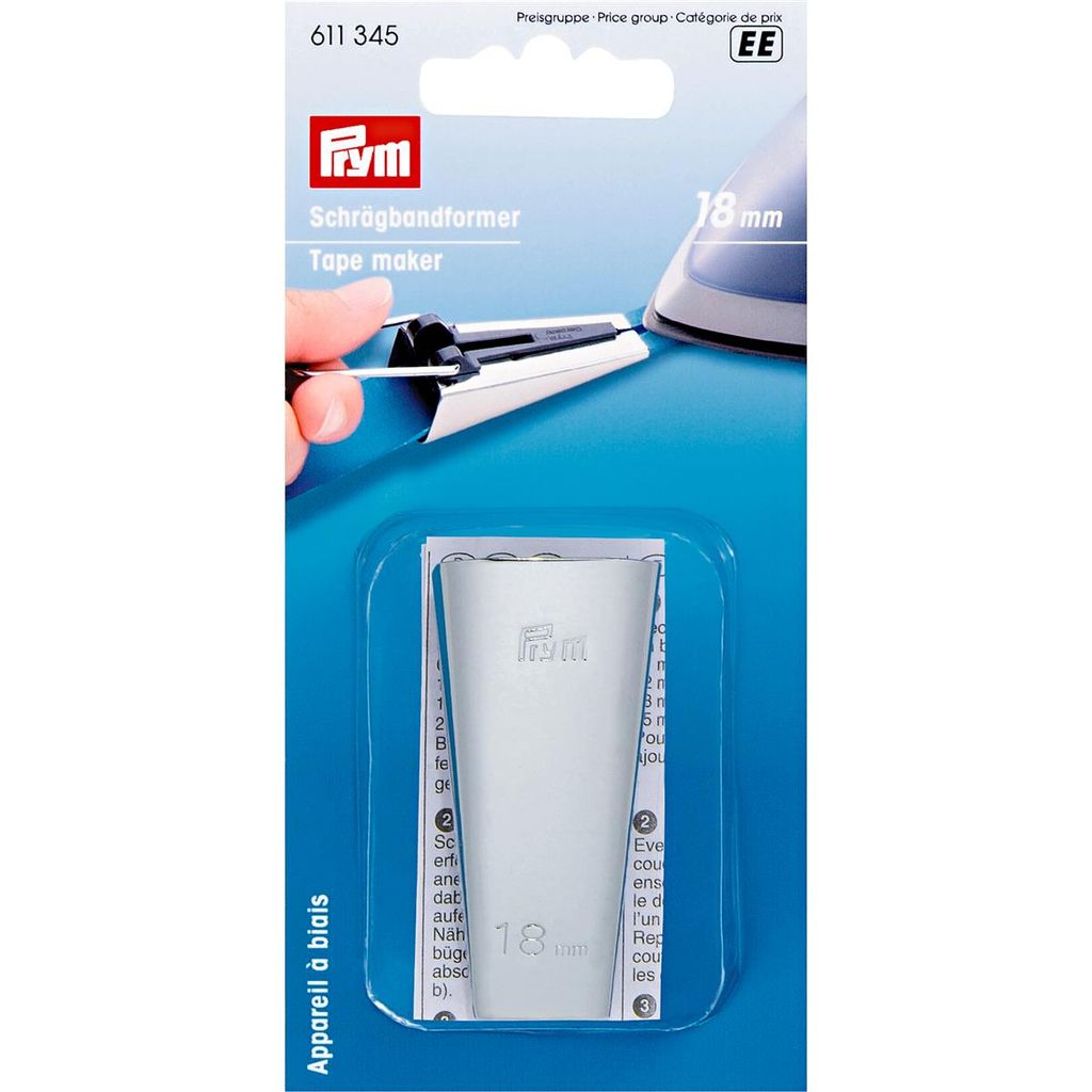 Prym 611345 Schrägbandformer 18 mm, Silber