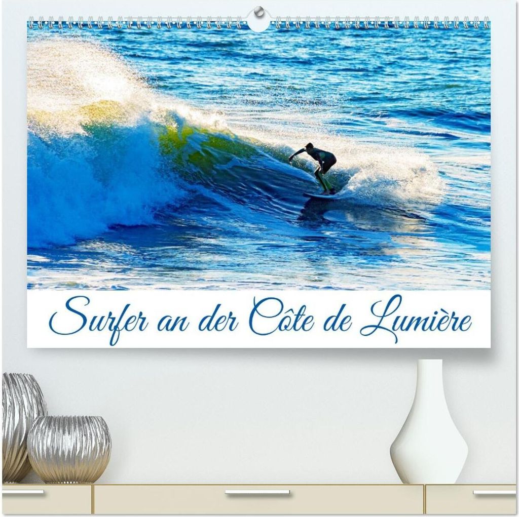Surfer an der Côte de Lumière (hochwertiger Premium Wandkalender 2026 DIN A2 quer), Kunstdruck in Hochglanz