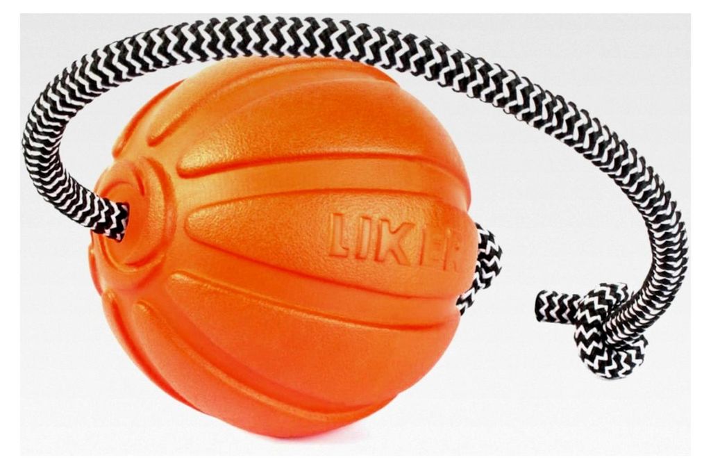 Ball mit Schnur für große Hunde, schwimmfähig, fördert die Bindung zwischen Hund und Mensch, Hundespielzeug, Hundetraining, Ø 9 cm, orange
