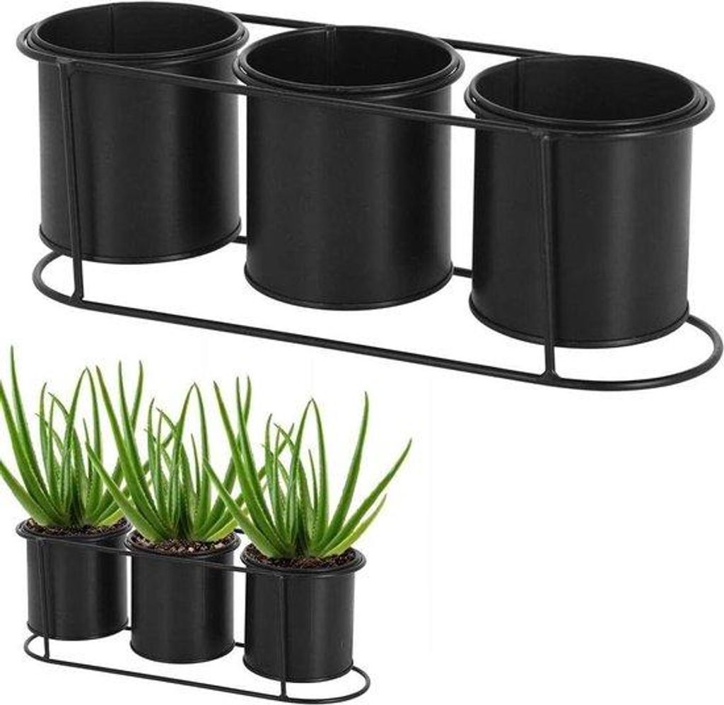 Metallene Blumenständer für 3 Pflanzen - Loft-Stil Blumenhalter 115 x 335 cm