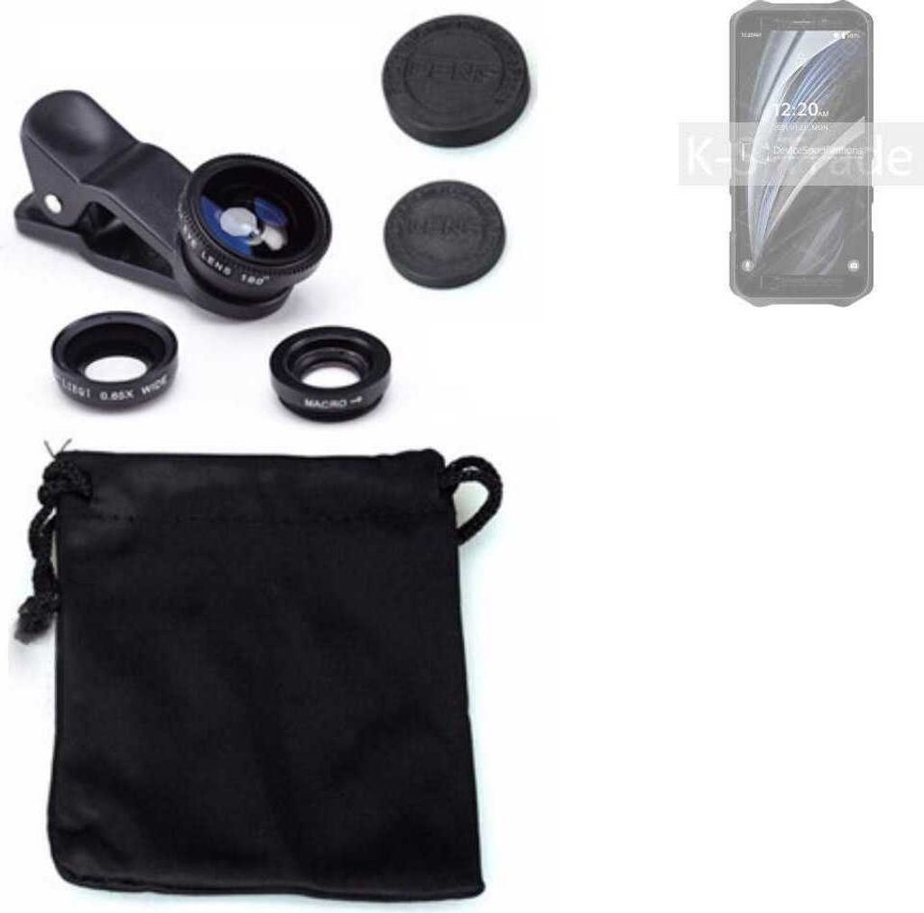 K-S-Trade Smartphone Kamera Linsen Set Kompatibel mit Oukitel WP12 Pro 3in1 Clip-On Kamera Adapter Macro Weitwinkel FishEye Fischauge Objektiv Linse
