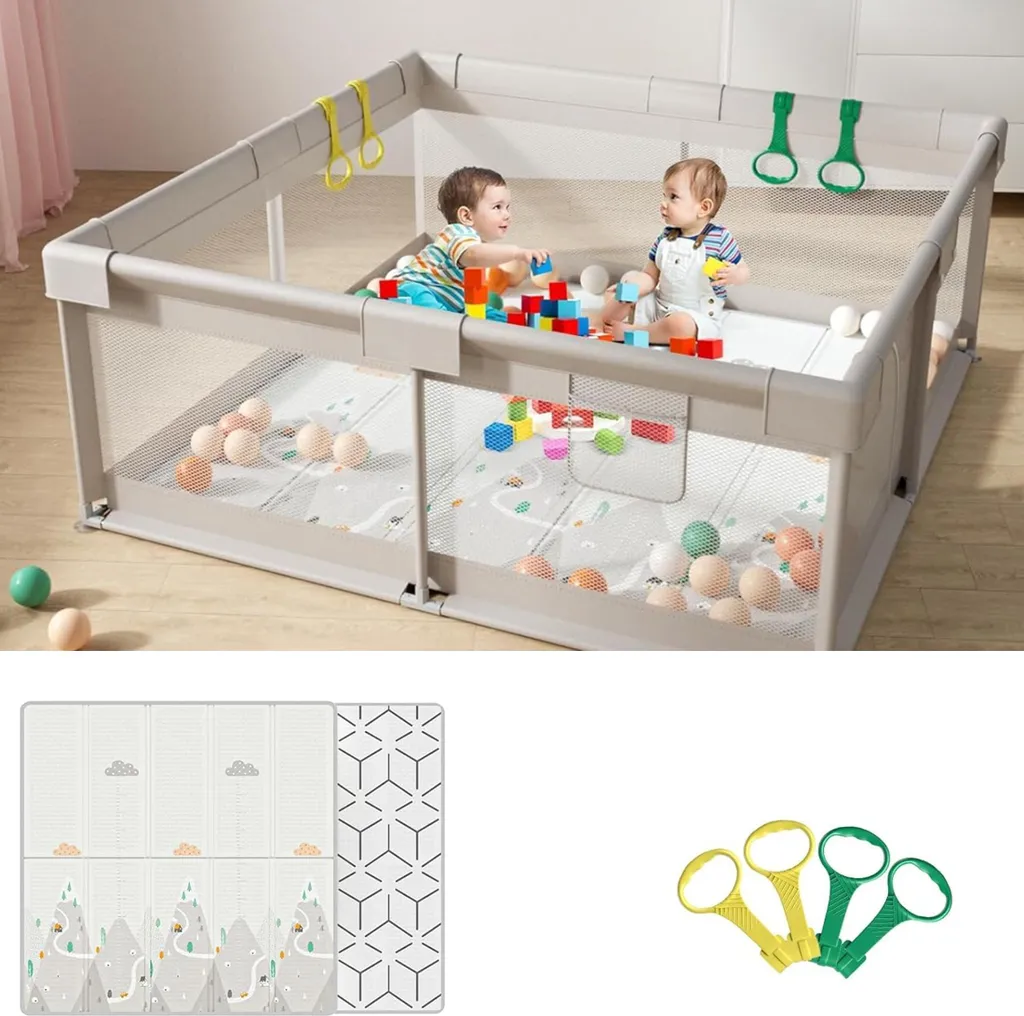 Parc bébé spacieux 150x150 cm avec base antidérapante et tapis souple