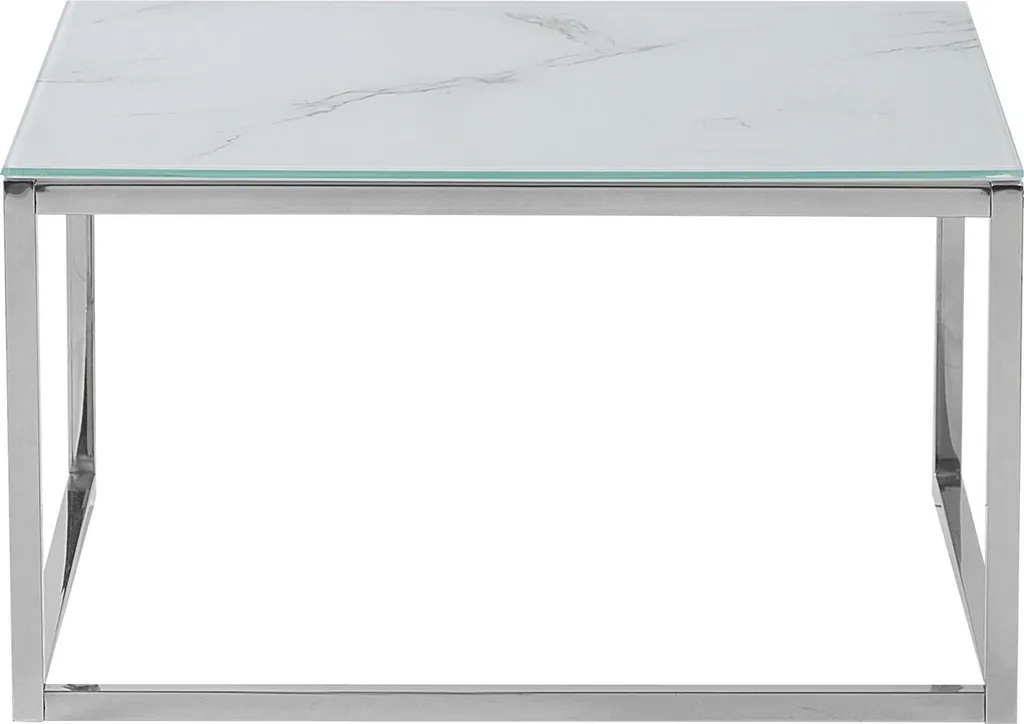 Table basse effet marbre blanc et argent Brea avec structure robuste - 5