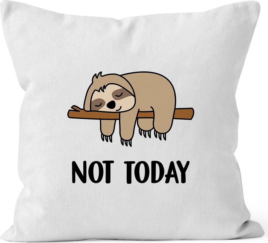 Kissen-Bezug Not Today Kissen-Hülle Chillen Faulenzer MoonWorks Faultier weiß unisize