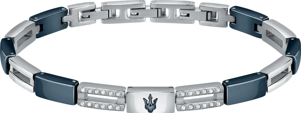 Bracelet Homme Maserati Trident Bleu en Acier et Céramique Noble