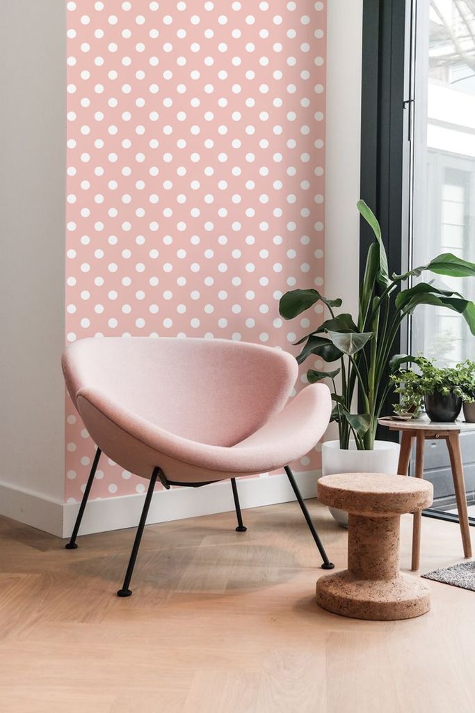 Coloray Fototapete 290x290 cm An Einer Wand Latex Latextapete - Polka dot punkte süß