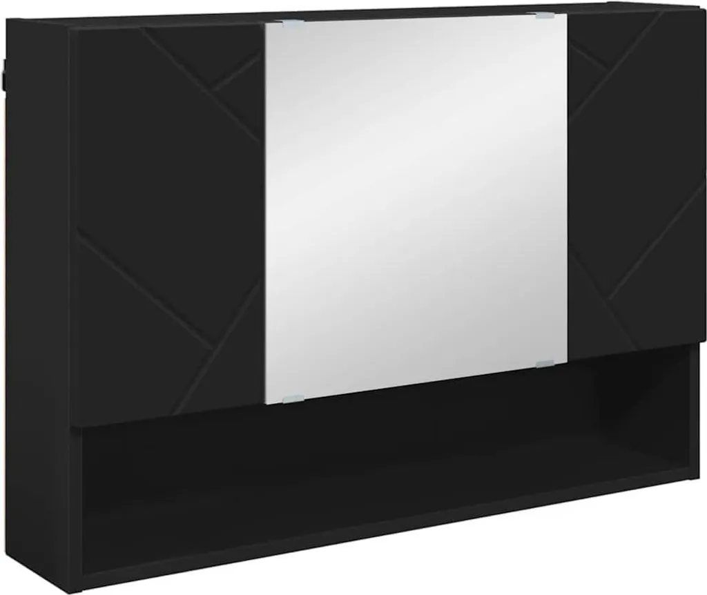 Specchio Bagno Contenitore Nero SYFAX 80x55 | Design Slim Multistrato