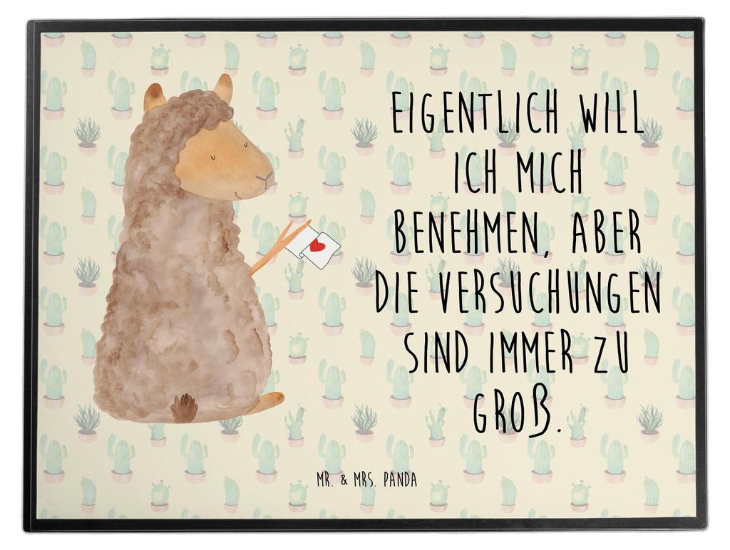 Mr. & Mrs. Panda schreibtischunterlage Alpaka Fahne - Kaktus Grün - Geschenk, Alpakas, Liebe, Lamas, Lama, tischschutzmatte, schreibtischunterlage...