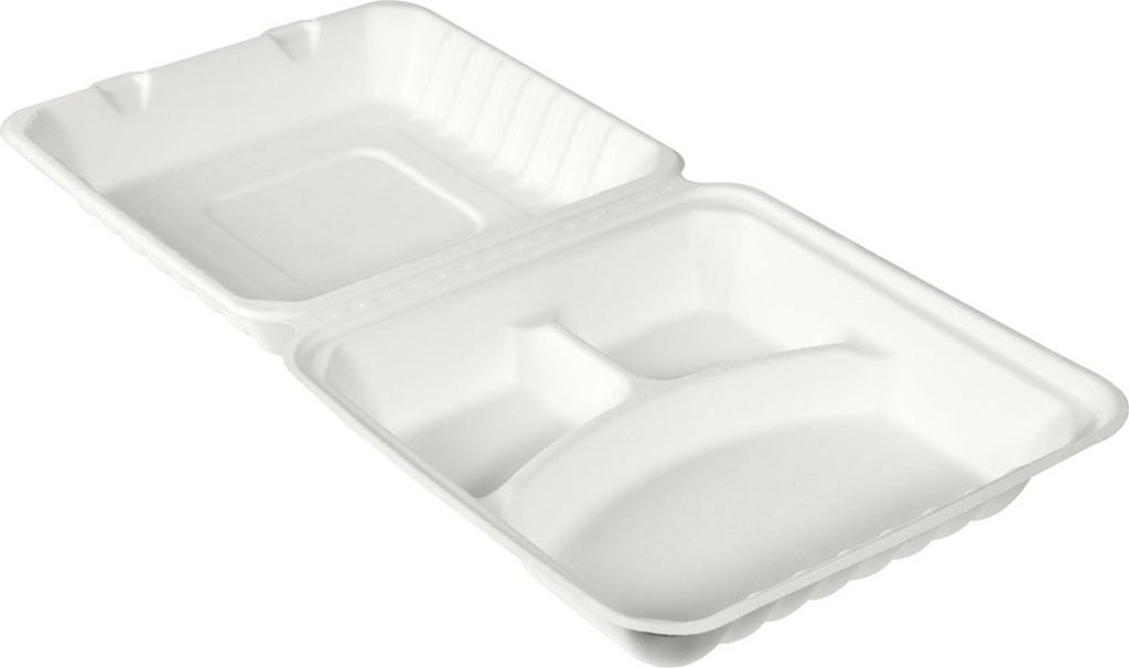Duni Bagasse Menüboxen 3 geteilt 350 x 120 x 120ml Weiß 50 Stück