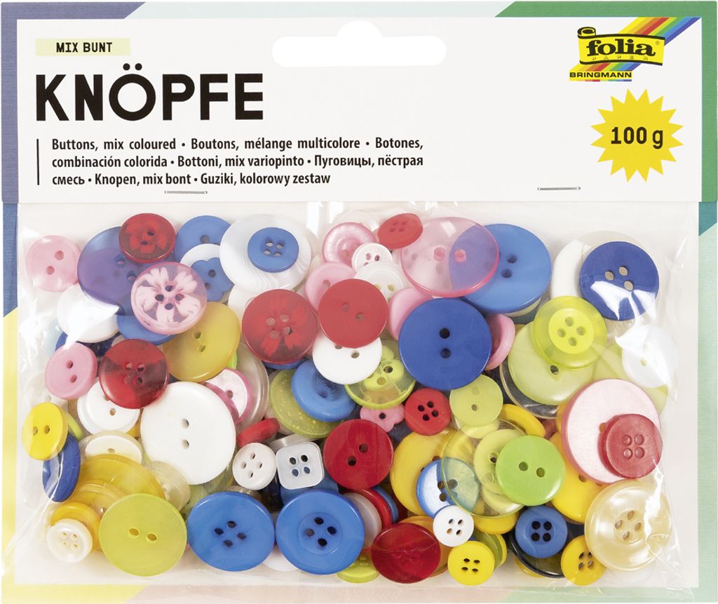 folia Knöpfe-Mix 100 g farbig sortiert