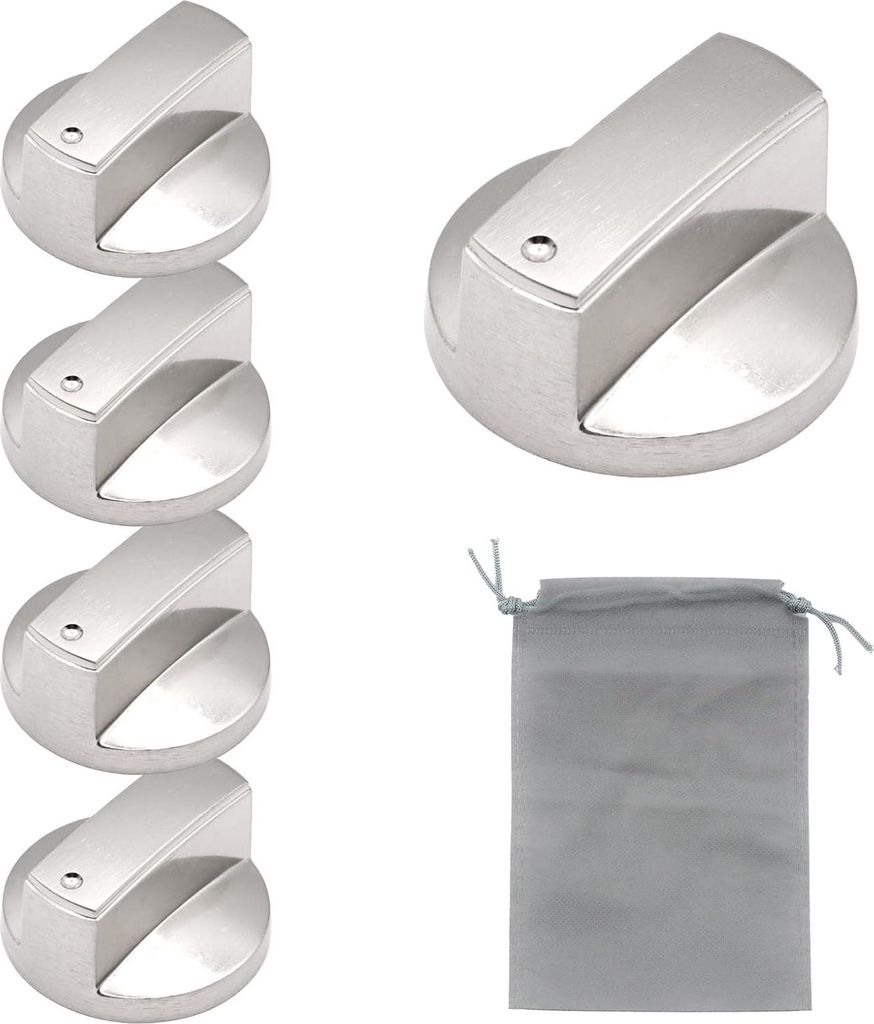 Ofenknöpfe - universell für Gasherd - 5 Stück - silber - Metall