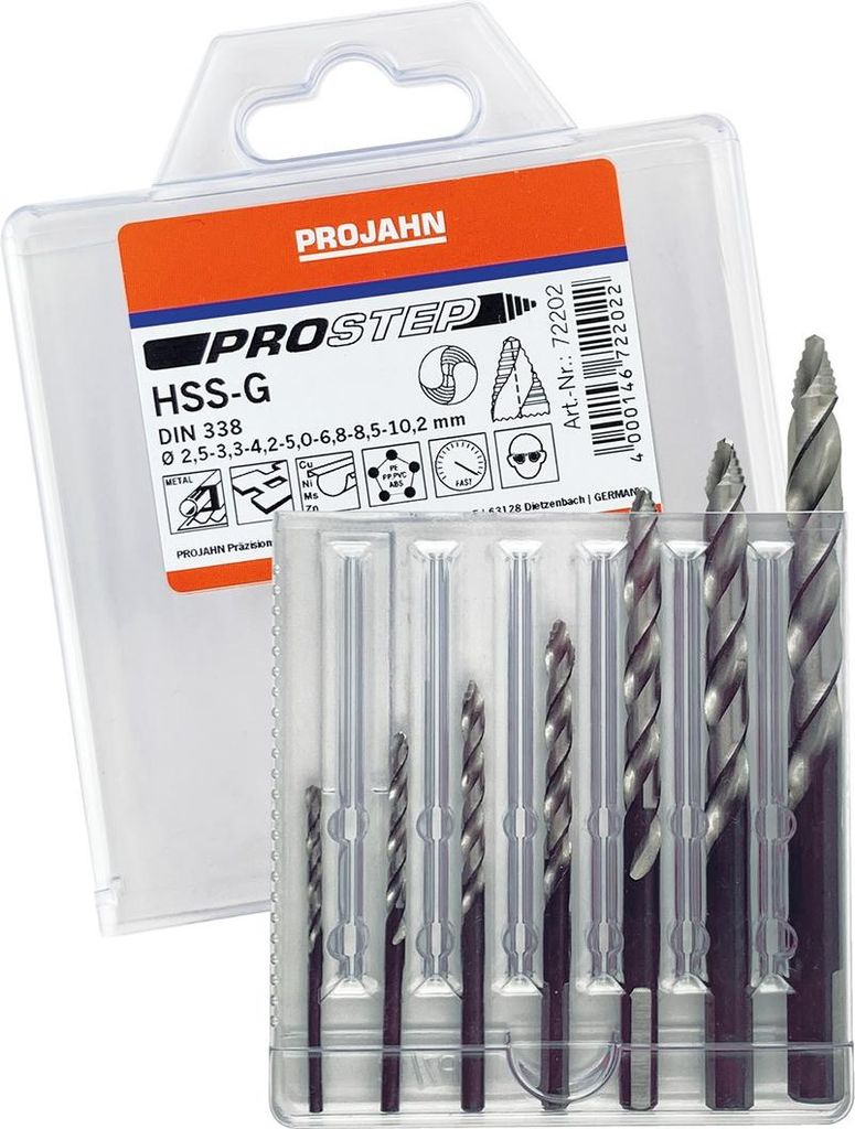 Projahn Spiralbohrer Set DIN338 HSS-G PROSTEP 7-tlg. Ø 2,5 - 3,3 - 4,2 - 5,0 - 6,8 - 8,5 - 10,2 mm