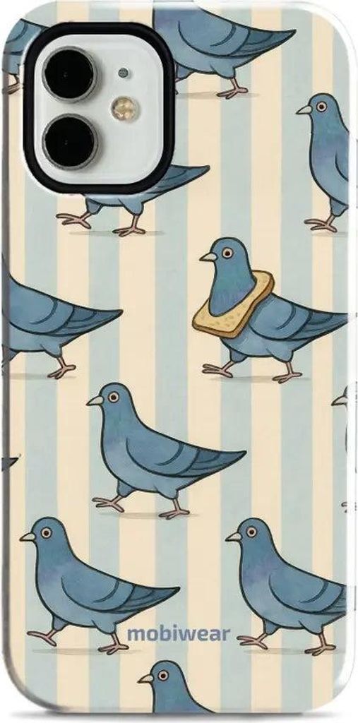 Handyhülle für iPhone 12 Mini, Mobiwear Elite Pro, Blaue Tauben