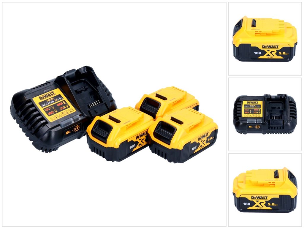 DeWalt Akku Starter Set 18 V 3x DCB 184 Akku 5,0 Ah + DCB 116 XR Schnell Ladegerät
