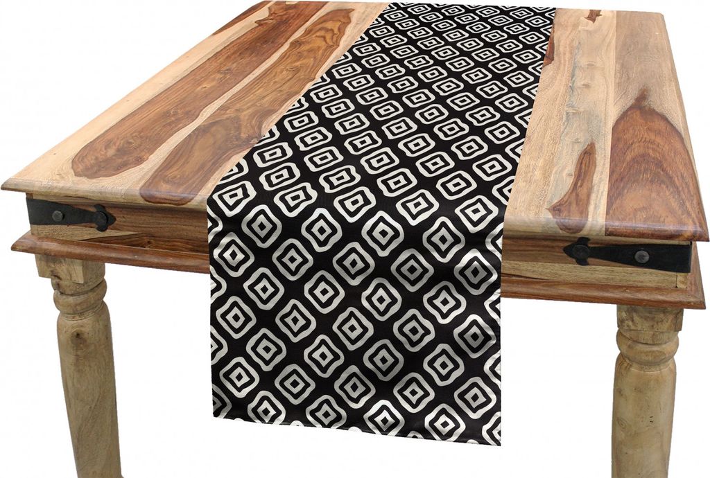 ABAKUHAUS Geometrisch Tischläufer, Unregelmäßige Abgerundete Squares, Esszimmer Küche Rechteckiger Dekorativer Tischläufer, 40 x 300 cm, Anthr...