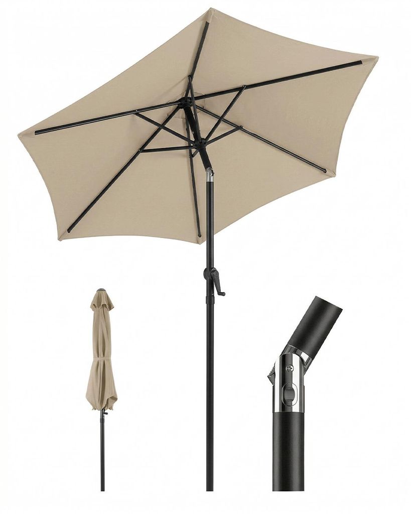 Sekey Rund Sonnenschirm 200 cm, Gartenschirm mit Kurbel & Produktbild 
