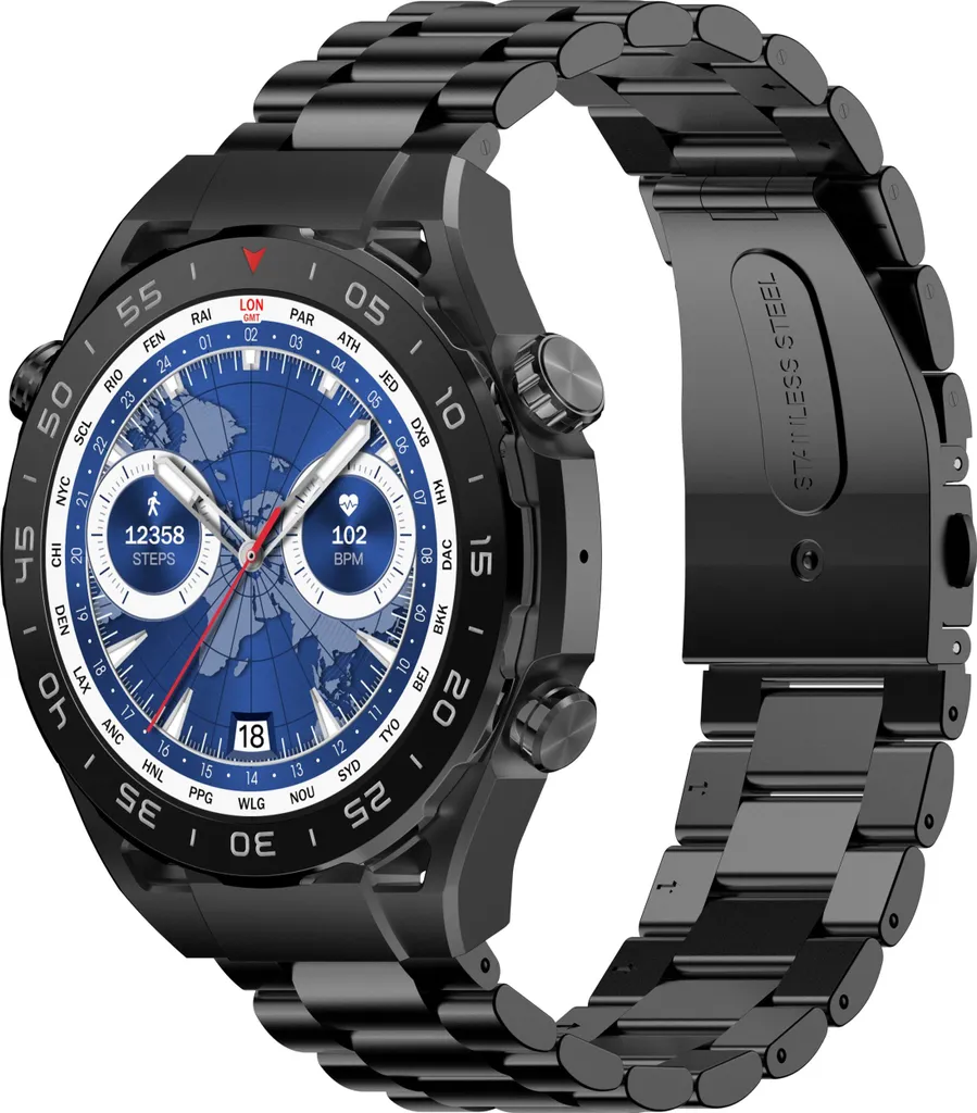 Montre de fitness étanche IP67 en acier et silicone pour Homme