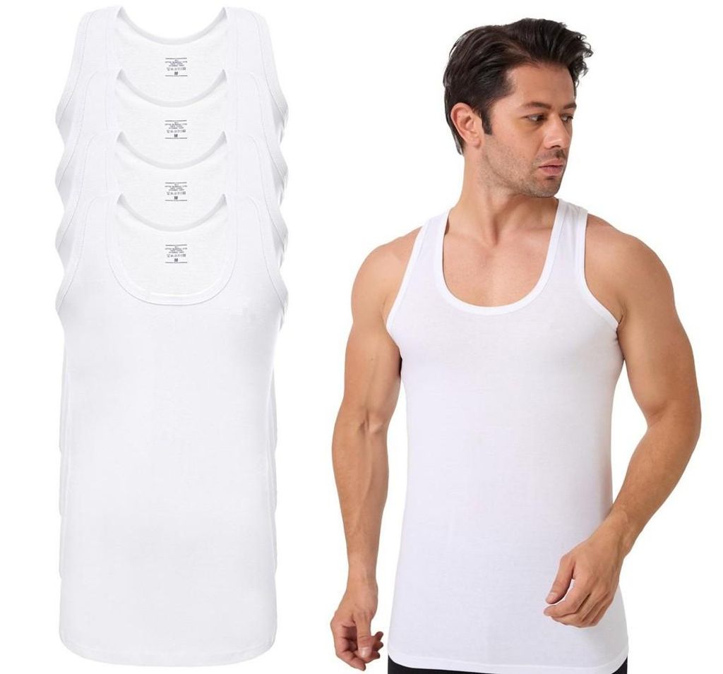 4er Pack Herren Unterhemd Achselhemd Tanktop 100% Baumwolle Produktbild 