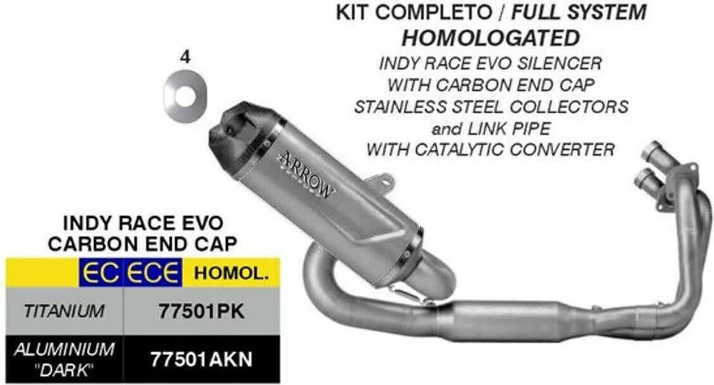 ARROW Indy Race EVO komplette Auspuffanlage genehmigt Titan für Kawasaki Z 650 35Kw