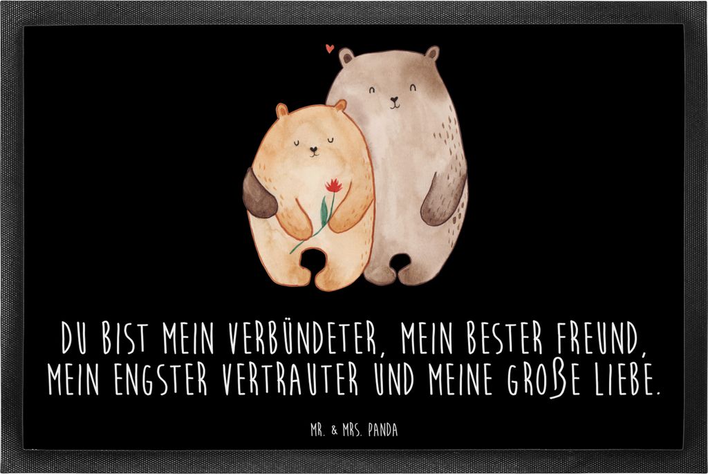 Mr. & Mrs. Panda Türmatte Bären Liebe 60 x 90 cm - Schwarz - Geschenk, Fussmatte, Hochzeitstag, Fußabtreter, Partner, Verknallt, Ehe, Bodenvorle...
