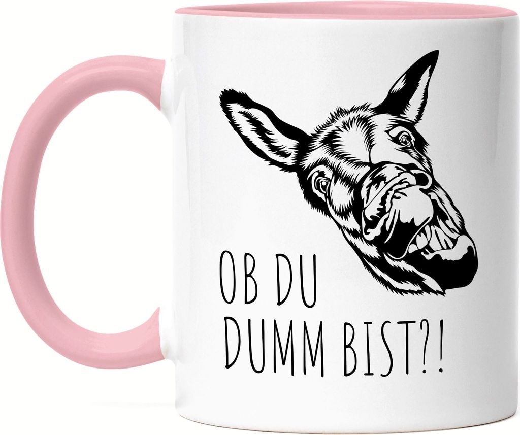 Ob du dumm bist?! Tasse Rosa Büro Geschenk Sarkasmus Produktbild 
