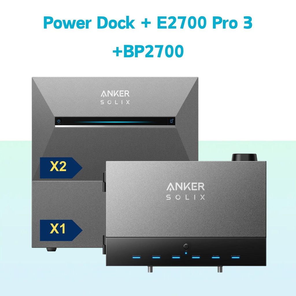 Solaranlage Anker SOLIX Solarbank Power Dock - Solarbank Multisystem mit Anker SOLIX Solarbank 3 E2700 Pro x2 und BP2700