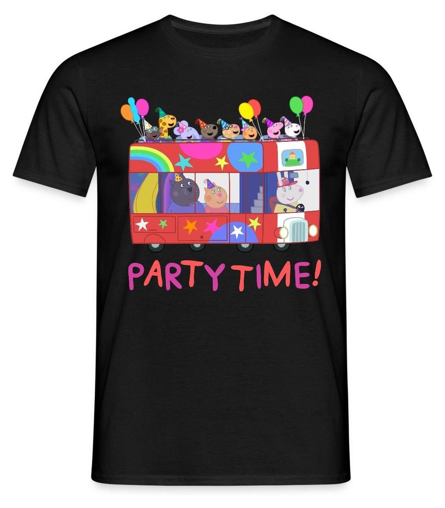 Spreadshirt Peppa Pig Design Party Time Mit Peppa Männer T-Shirt, 4XL, Schwarz