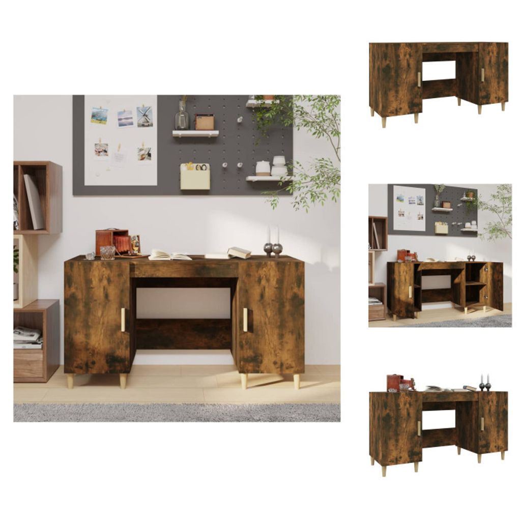 vidaXL Schreibtisch Räuchereiche 140x50x75 cm Holzwerkstoff - Schreibtische