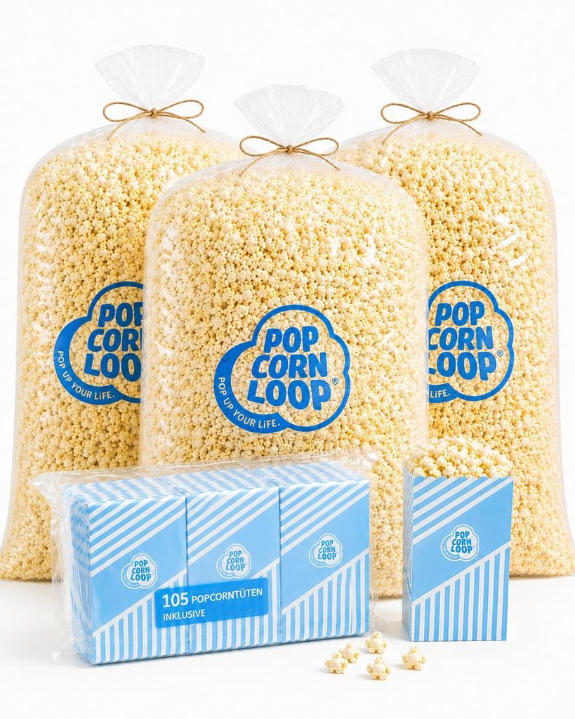 Popcornloop® Popcorn Sack Salzig 4,2kg in 3 Sack mit 1,4kg Produktbild 