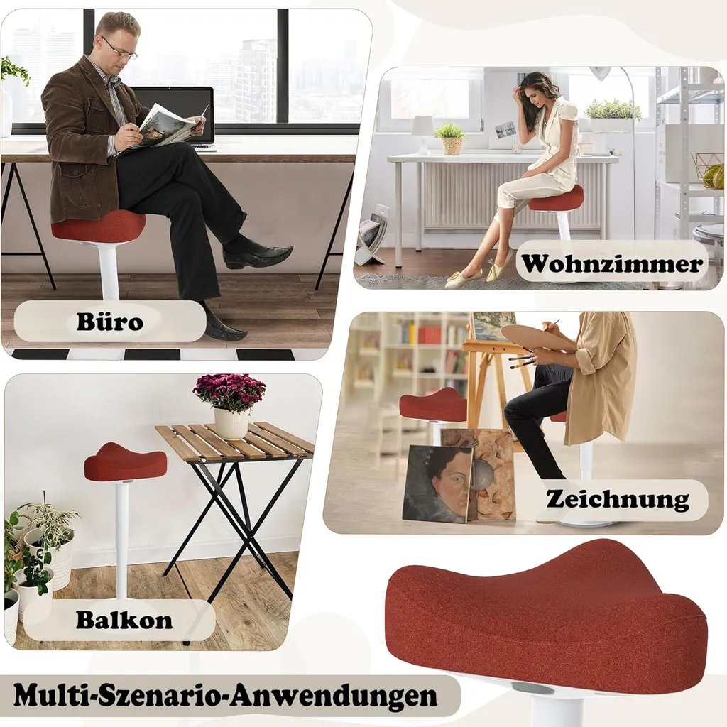 Siège Assis-Debout à Bascule Tabouret de Bureau Actif Design Triangle