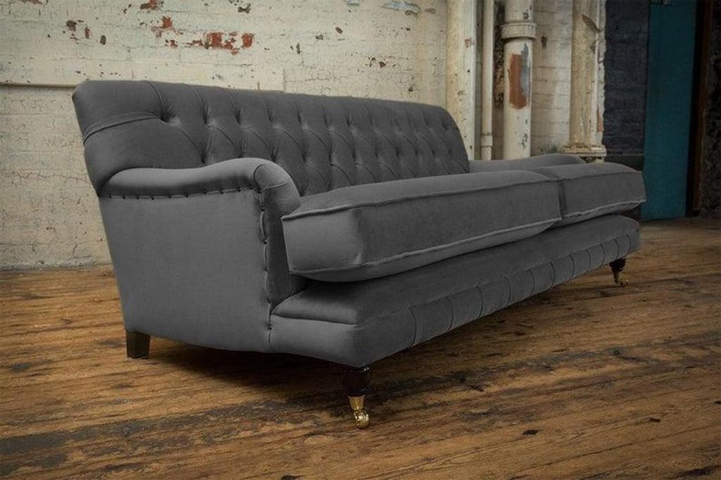 Chesterfield Grau Couch Sofa Polster 3 Sitzer Couchen Sitz Garnitur Sofas Neu
